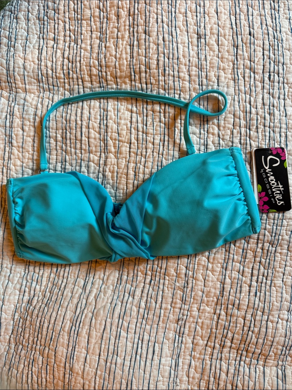Gossip Turquoise Bandeau Bikini Top with Removable Strap